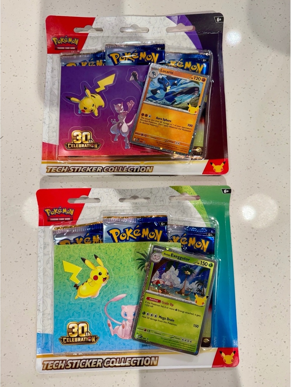 Pokémon 30th Celebration Tech Sticker Collection 2-Pack Lucario Exeggutor NEW